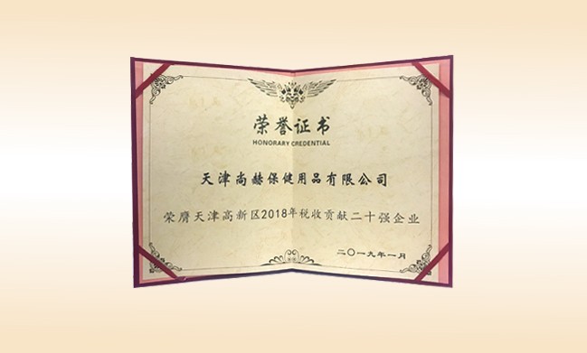 2019年1月-乐动注册公司荣获-天津高新区2018年税收贡献二十强企业