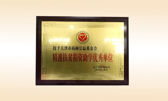 2018年1月-乐动注册公益基金会荣获-精准扶贫捐资助学优秀单位奖牌